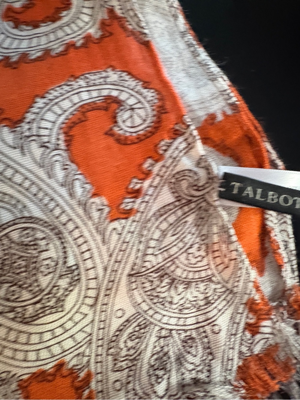 Talbots Orange and Cream Paisley Scarf